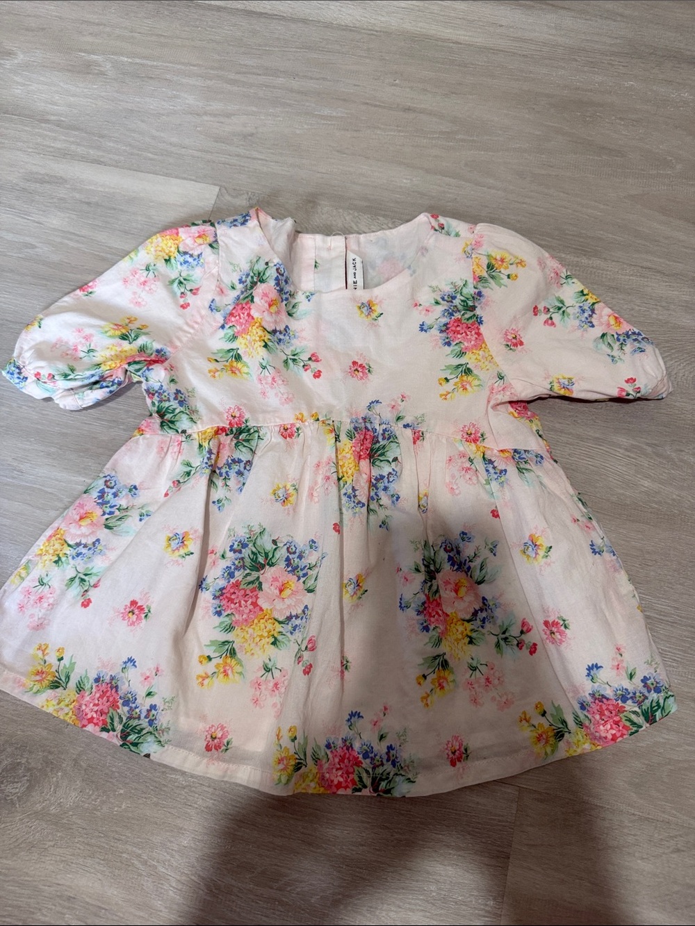 Janie and Jack Pink Floral Cotton top with Multicolor Bouquet Print size 4